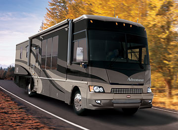 Recreational vehicle parked near the water